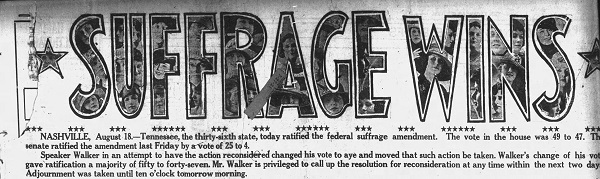 Knoxville Sentinel headline from August 18th, 1920