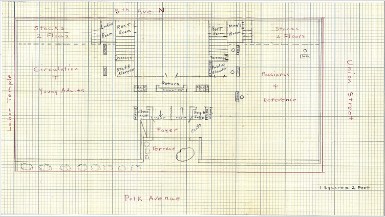 Layout drawing of the Ben West Library