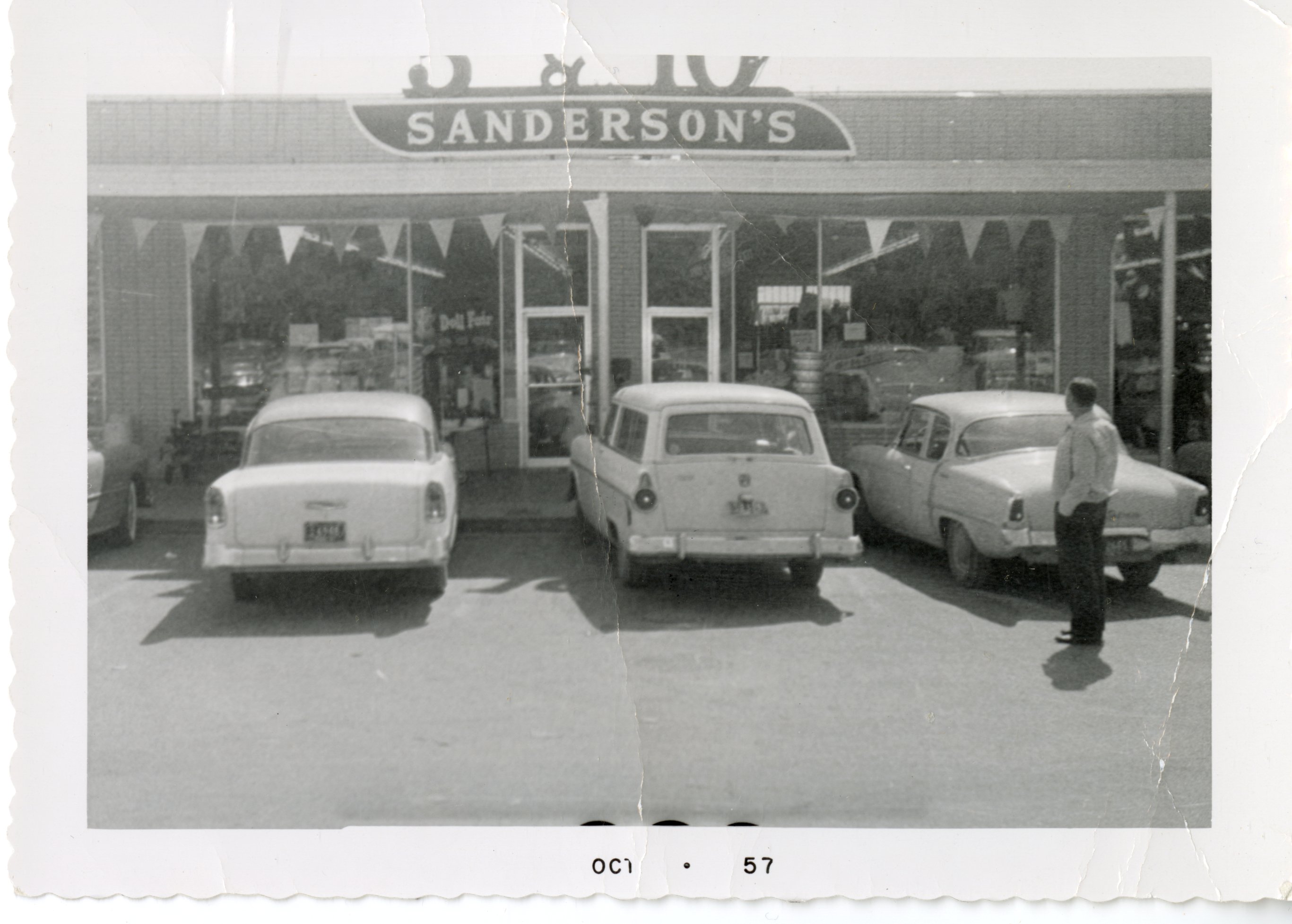 Facade of Sanderson's Variety Store in 1957