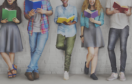 Five people reading books