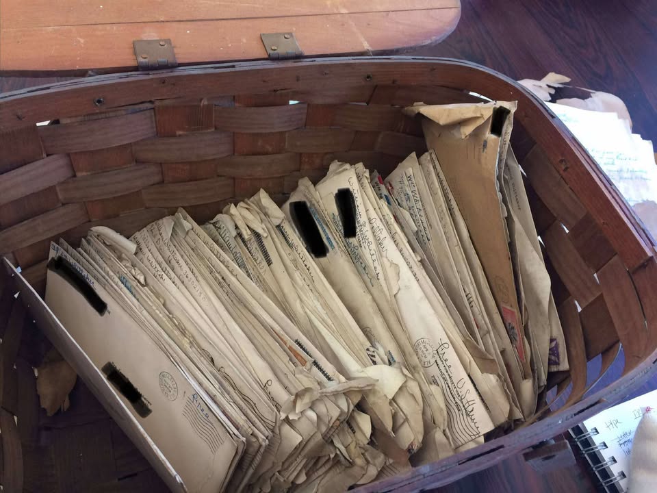 Basket of letters that became the Raymond Whittaker Papers