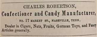 Ad for a confectionary on Market Street, in 1857