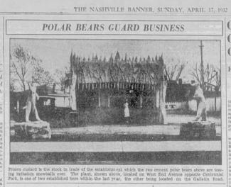 Clipping from the Nashville Banner from 1932 featuring the Polar Bear Corporation