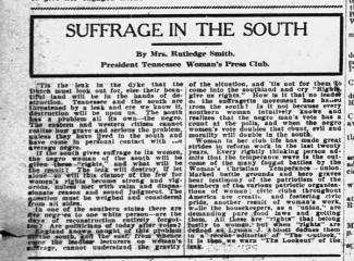 Journal and Tribune clipping from February 26th, 1912, discussing the issue of suffrage in the South