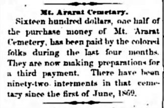 Tennessean clipping highlighting the purchase of the land for Mt. Ararat