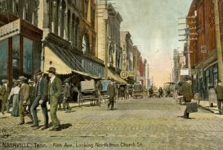 Post Card of Nashville looking down Church Street