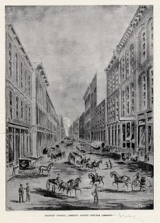 Drawing of Market Street in the 19th Century